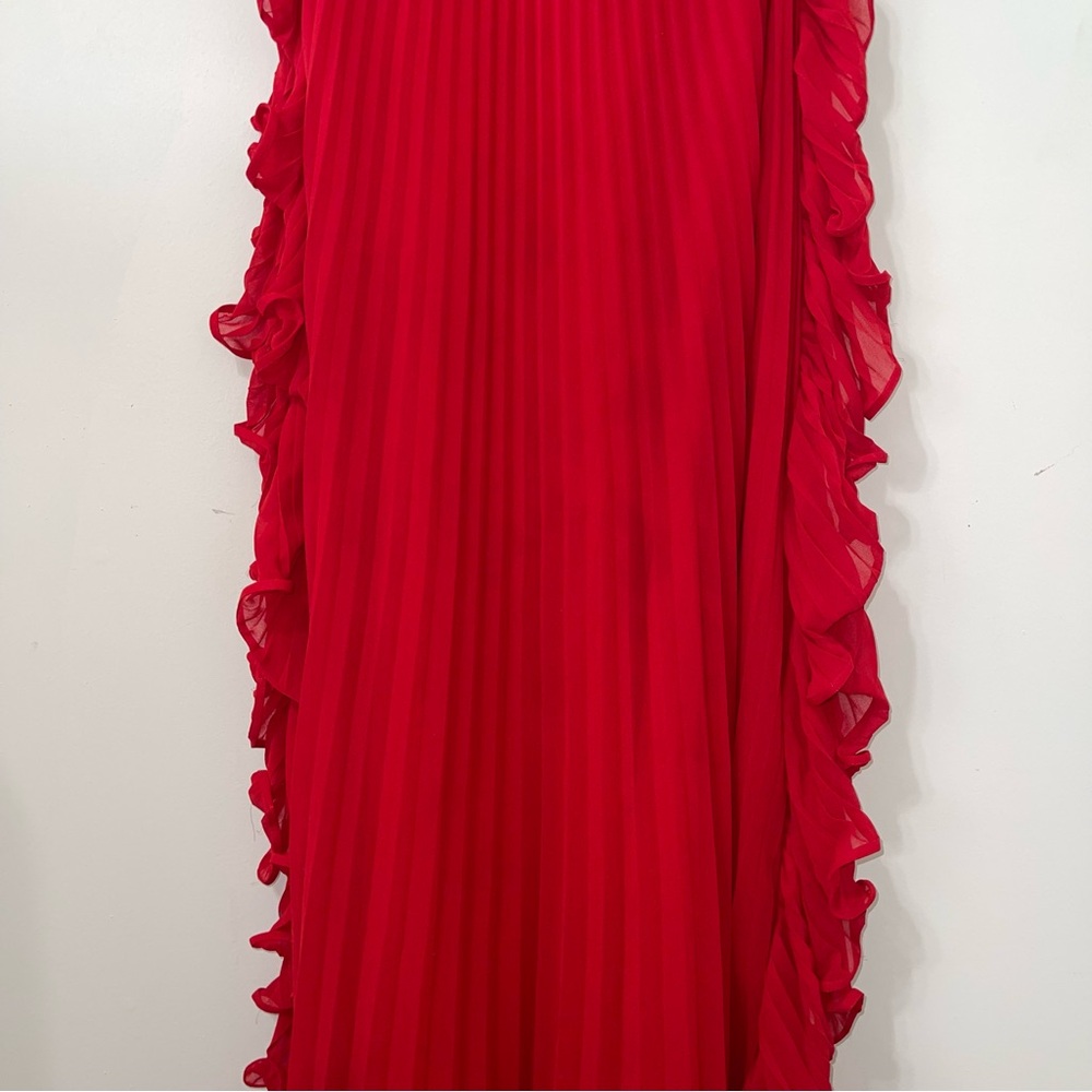 Badgley Mischka Strapless Pleated Ruffle Gown - Picture 9 of 14